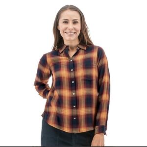 Aventura Clothing Sustainable Killian Dark Red and Navy Plaid Grandpa Shirt Sz S